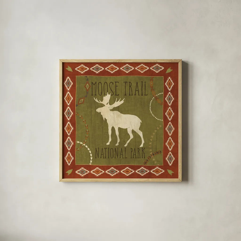 Lodge Resort II by Veronique Charron. Shown in a natural wood glass frame for a timeless modern aesthetic. Available as an archival giclee rolled canvas, fine art paper, or poster print. SKU 20286a.