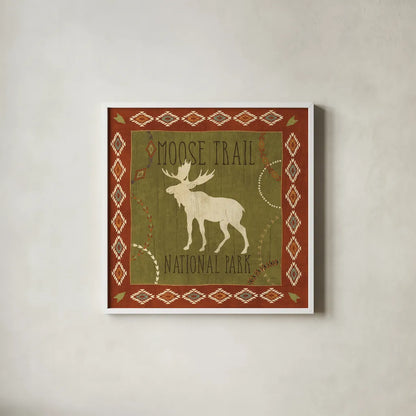 Lodge Resort II by Veronique Charron. Shown in a crisp white glass frame for a clean and minimalist style. Available as an archival giclee rolled canvas, fine art paper, or poster print. SKU 20286a.