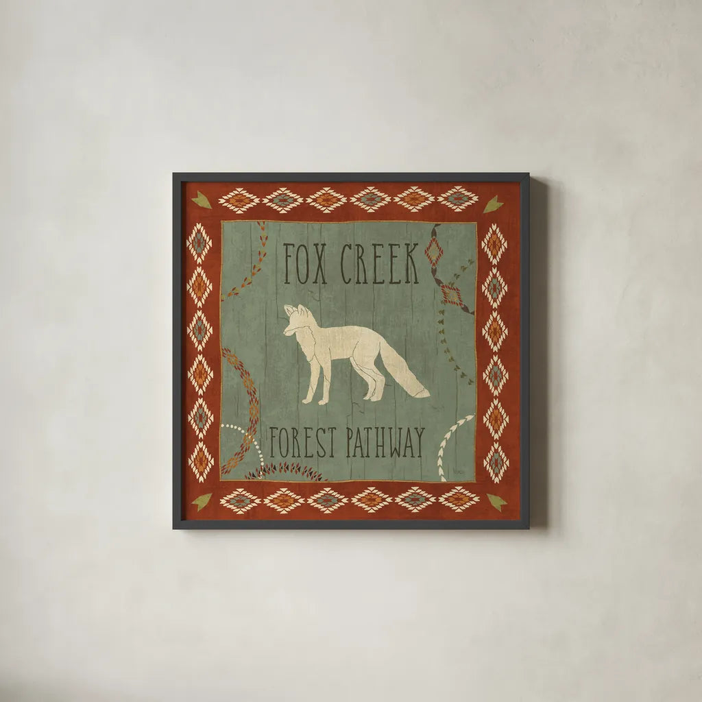 Lodge Resort IV by Veronique Charron. Shown in a sleek black glass frame for a contemporary gallery look. Available as an archival giclee rolled canvas, fine art paper, or poster print. SKU 20288a.