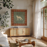 Lodge Resort IV by Veronique Charron. Shown in a natural wood frame in a cozy modern living room. Available as an archival giclee rolled canvas, fine art paper, or poster print. SKU 20288a.
