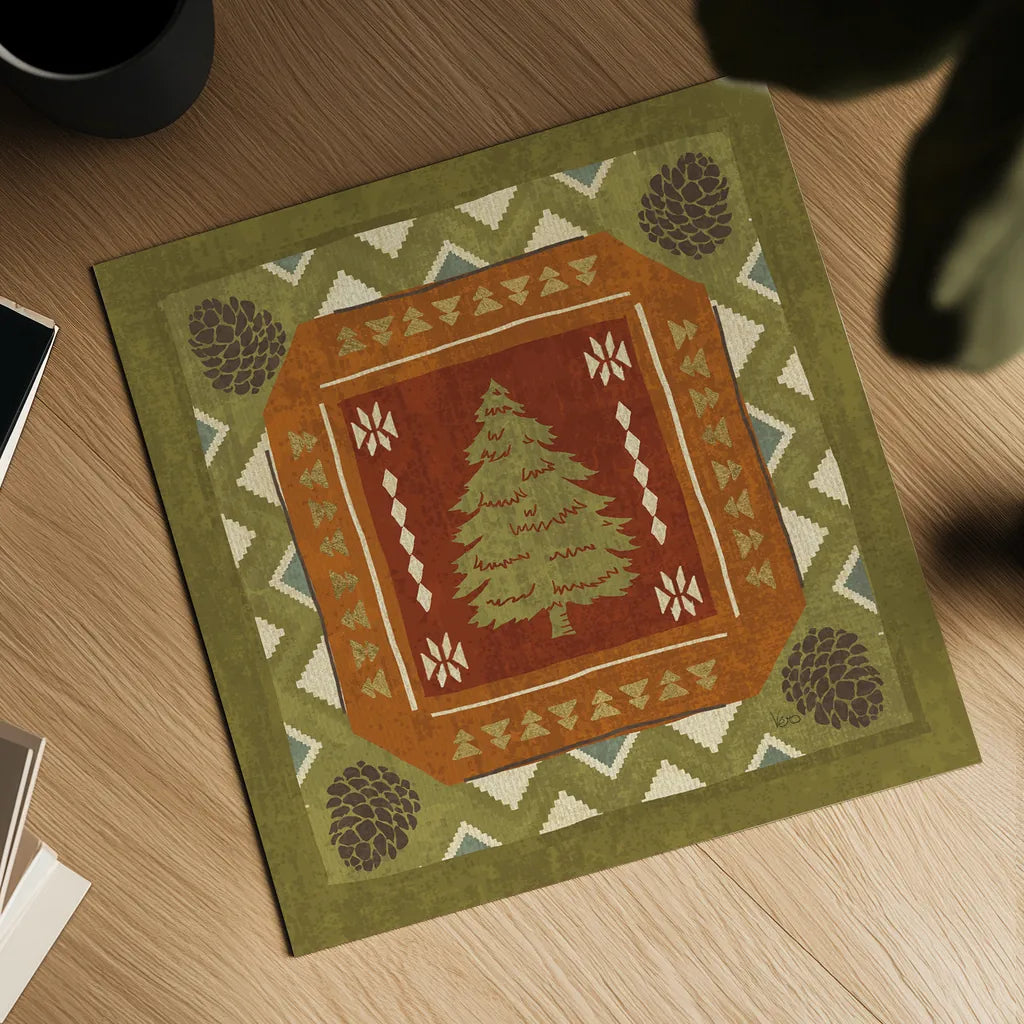 Lodge Resort Tile III by Veronique Charron. Shown as a detailed flat fine art print, highlighting archival giclee quality. Available as an archival giclee rolled canvas, fine art paper, or poster print. SKU 20282a.