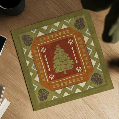 Lodge Resort Tile III by Veronique Charron. Shown as a detailed flat fine art print, highlighting archival giclee quality. Available as an archival giclee rolled canvas, fine art paper, or poster print. SKU 20282a.