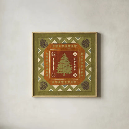 Lodge Resort Tile III by Veronique Charron. Shown in a natural wood glass frame for a timeless modern aesthetic. Available as an archival giclee rolled canvas, fine art paper, or poster print. SKU 20282a.