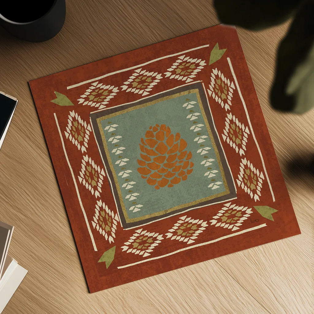 Lodge Resort Tile IV by Veronique Charron. Shown as a detailed flat fine art print, highlighting archival giclee quality. Available as an archival giclee rolled canvas, fine art paper, or poster print. SKU 20283a.