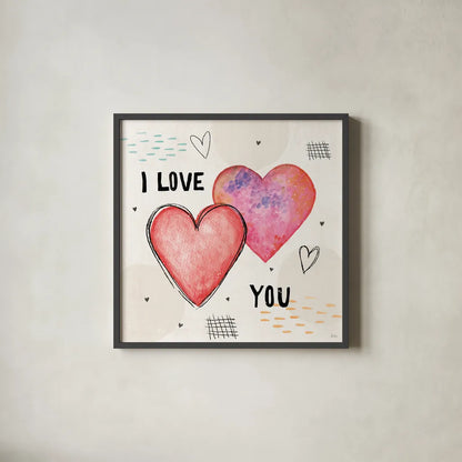 Love Connection II by Veronique Charron. Shown in a sleek black glass frame for a contemporary gallery look. Available as an archival giclee rolled canvas, fine art paper, or poster print. SKU 87043a.