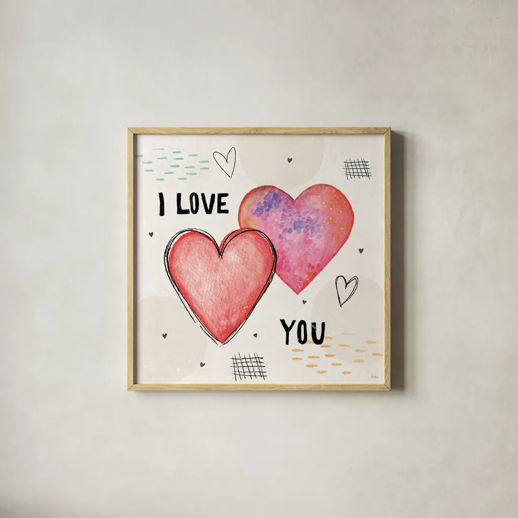Love Connection II by Veronique Charron. Shown in a natural wood glass frame for a timeless modern aesthetic. Available as an archival giclee rolled canvas, fine art paper, or poster print. SKU 87043a.