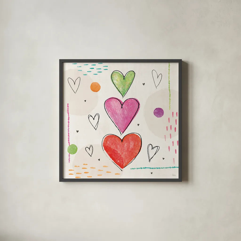 Love Connection III by Veronique Charron. Shown in a sleek black glass frame for a contemporary gallery look. Available as an archival giclee rolled canvas, fine art paper, or poster print. SKU 87044a.