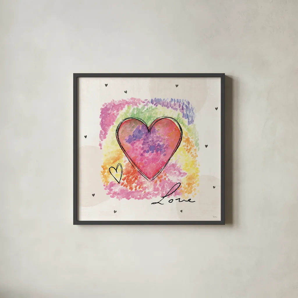 Love Connection IV by Veronique Charron. Shown in a sleek black glass frame for a contemporary gallery look. Available as an archival giclee rolled canvas, fine art paper, or poster print. SKU 87045a.