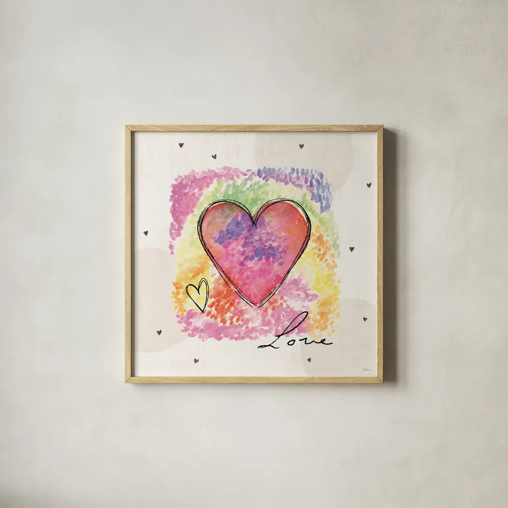Love Connection IV by Veronique Charron. Shown in a natural wood glass frame for a timeless modern aesthetic. Available as an archival giclee rolled canvas, fine art paper, or poster print. SKU 87045a.