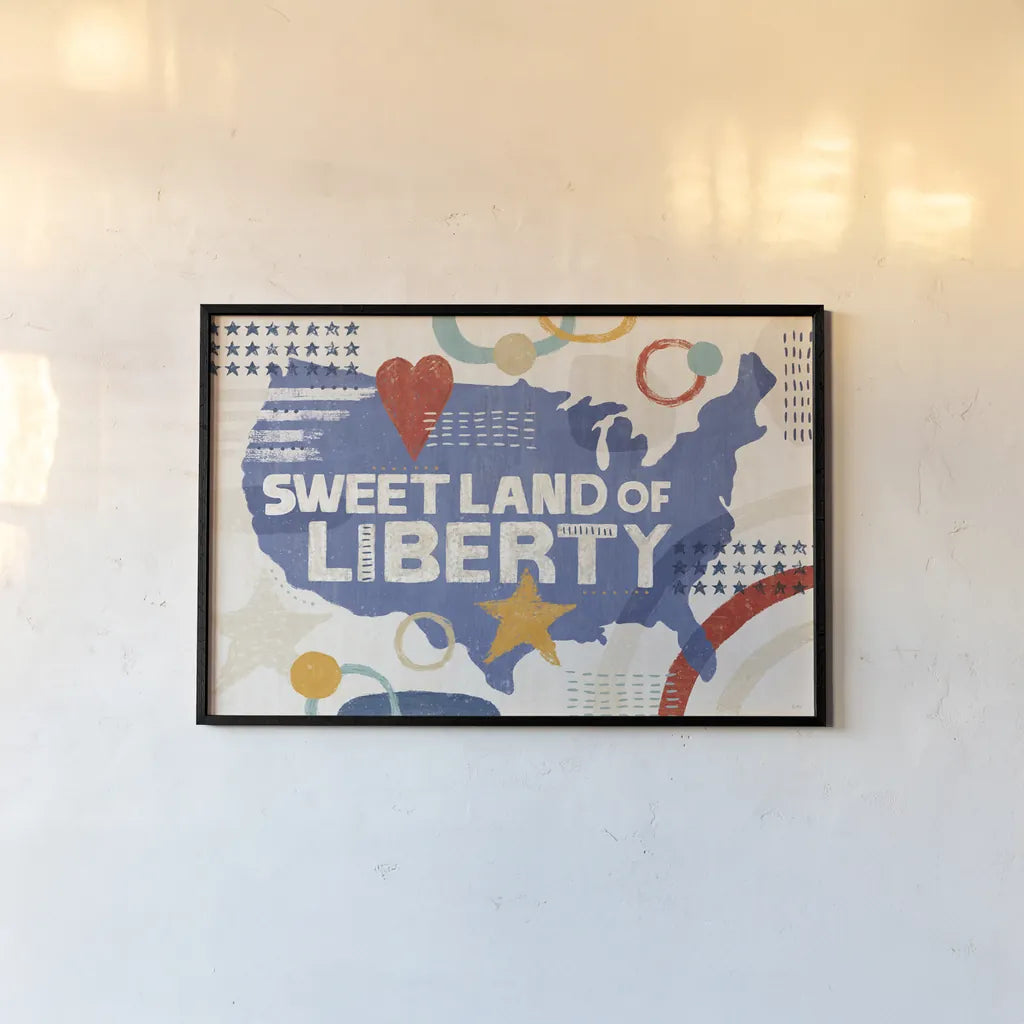 Love and Liberty I by Veronique Charron. shown as a paper print in a black flame. Available as a archival giclee rolled canvas, fine art paper, or poster print. SKU 72883i.