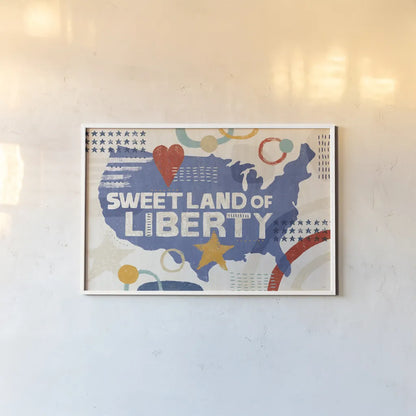 Love and Liberty I by Veronique Charron. shown as a paper print in a white frame. Available as a archival giclee rolled canvas, fine art paper, or poster print. SKU 72883i.