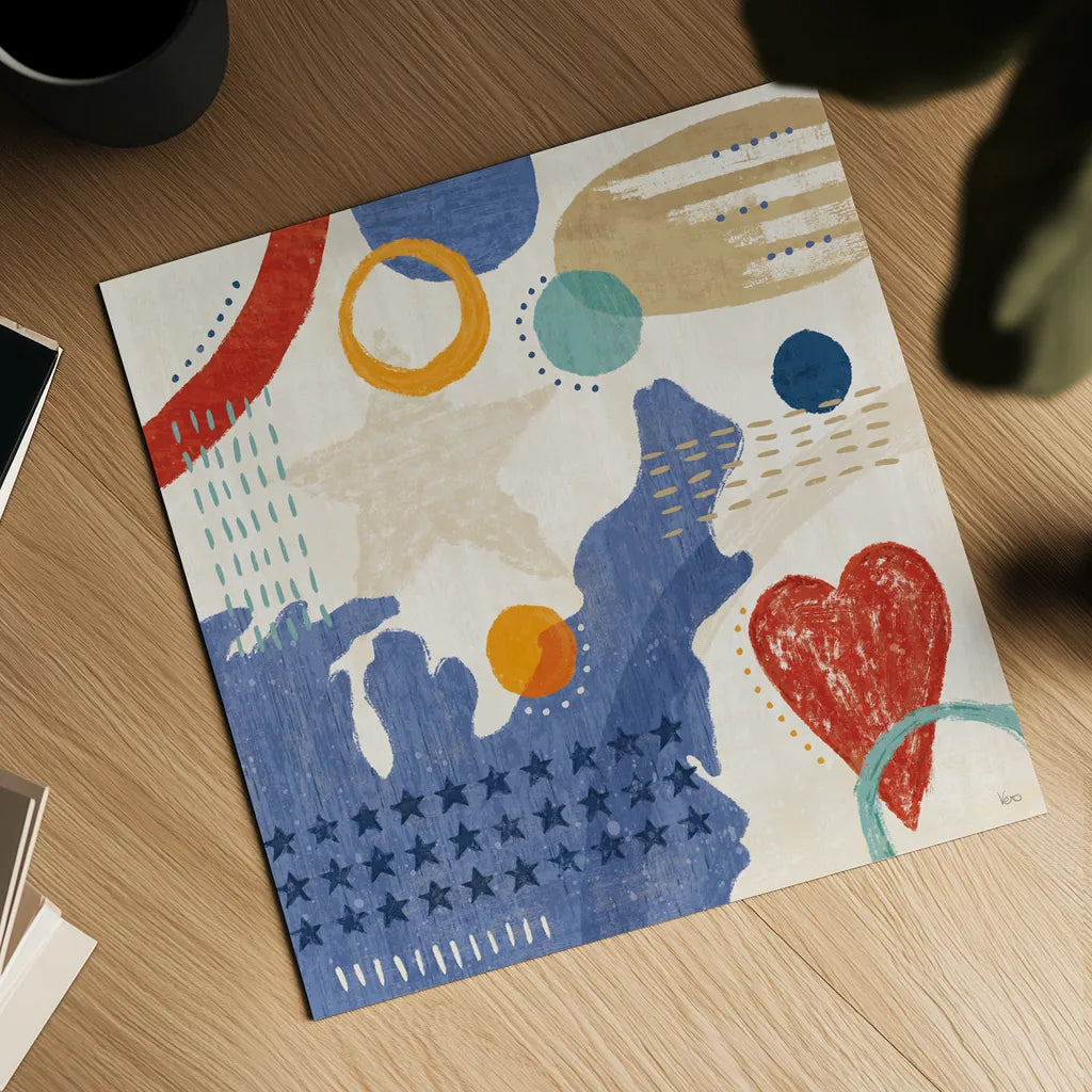 Love and Liberty III by Veronique Charron. Shown as a detailed flat fine art print, highlighting archival giclee quality. Available as an archival giclee rolled canvas, fine art paper, or poster print. SKU 72885a.