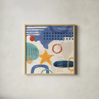 Love and Liberty IV by Veronique Charron. Shown in a natural wood glass frame for a timeless modern aesthetic. Available as an archival giclee rolled canvas, fine art paper, or poster print. SKU 72886a.