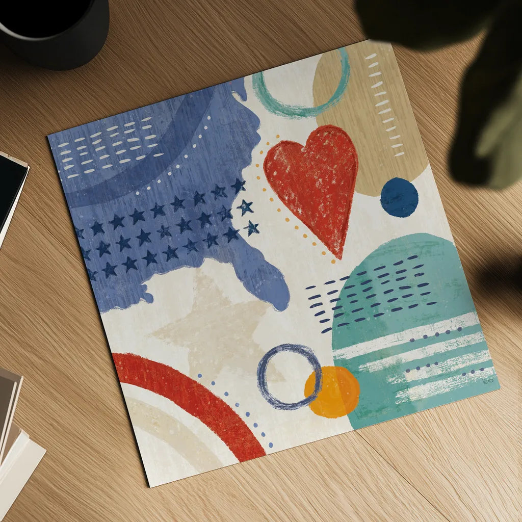 Love and Liberty V by Veronique Charron. Shown as a detailed flat fine art print, highlighting archival giclee quality. Available as an archival giclee rolled canvas, fine art paper, or poster print. SKU 72887a.