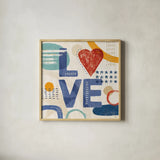 Love and Liberty VI by Veronique Charron. Shown in a natural wood glass frame for a timeless modern aesthetic. Available as an archival giclee rolled canvas, fine art paper, or poster print. SKU 72888a.