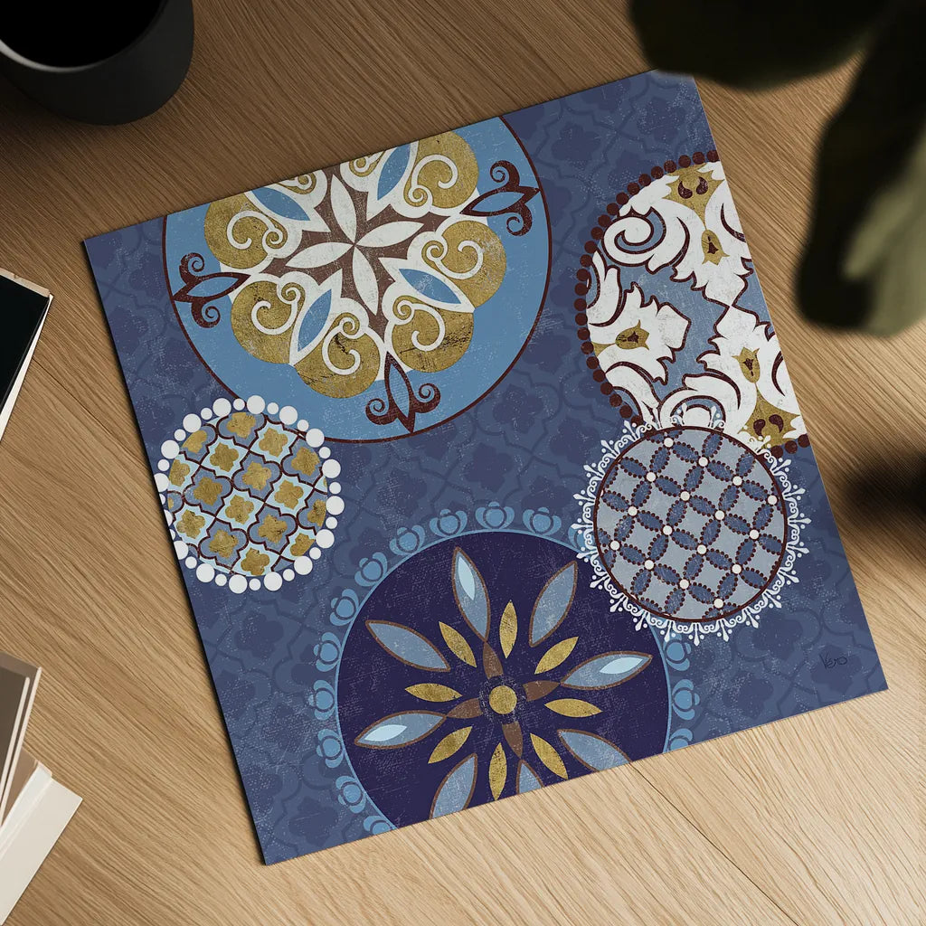 Mediterranean Blue II by Veronique Charron. Shown as a detailed flat fine art print, highlighting archival giclee quality. Available as an archival giclee rolled canvas, fine art paper, or poster print. SKU 17655a.