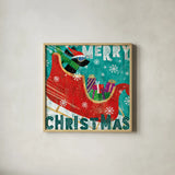 Merry Making III by Veronique Charron. Shown in a natural wood glass frame for a timeless modern aesthetic. Available as an archival giclee rolled canvas, fine art paper, or poster print. SKU 49156a.
