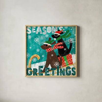 Merry Making IV by Veronique Charron. Shown in a natural wood glass frame for a timeless modern aesthetic. Available as an archival giclee rolled canvas, fine art paper, or poster print. SKU 49157a.