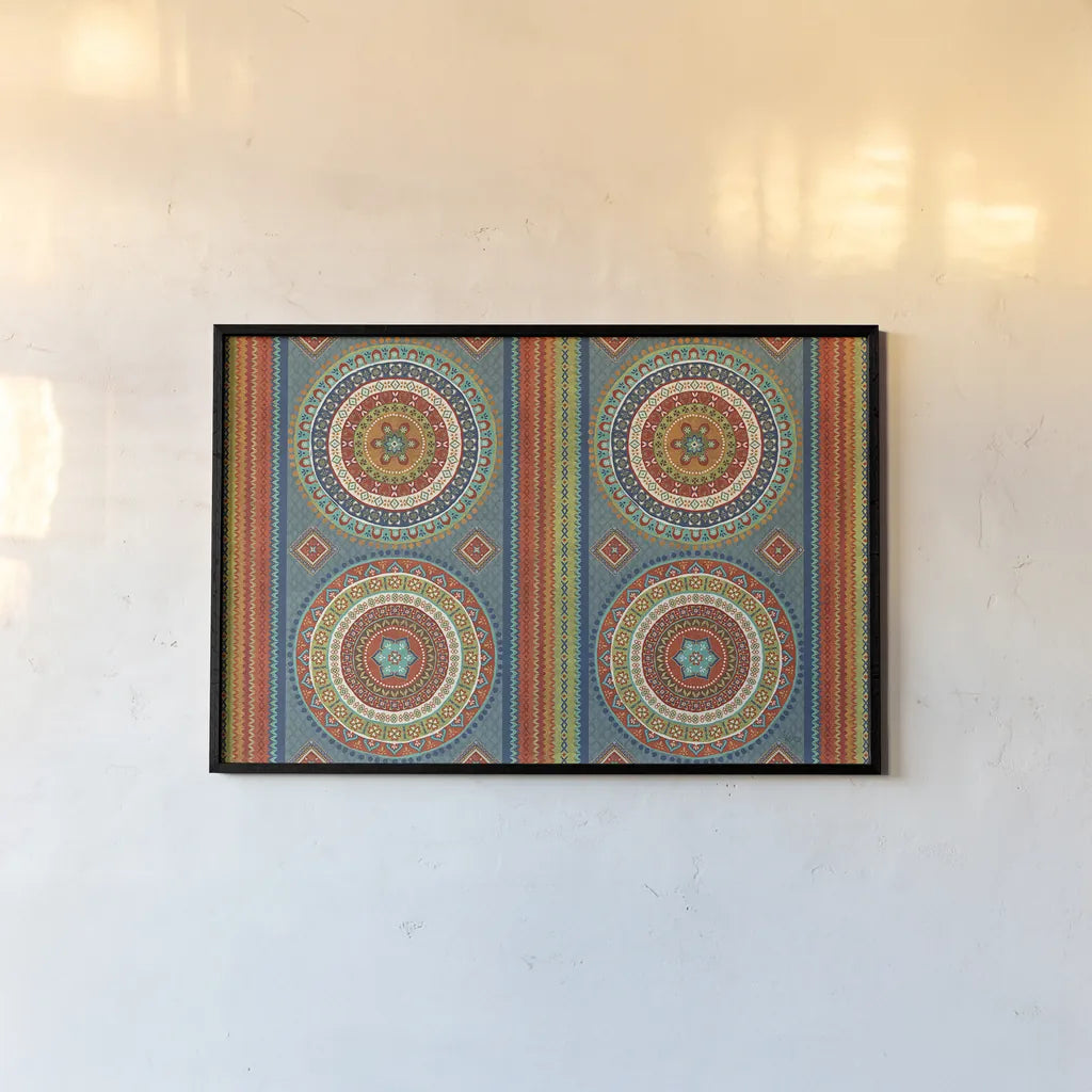 Mexican Fiesta IX by Veronique Charron. shown as a paper print in a black flame. Available as a archival giclee rolled canvas, fine art paper, or poster print. SKU 24952i.