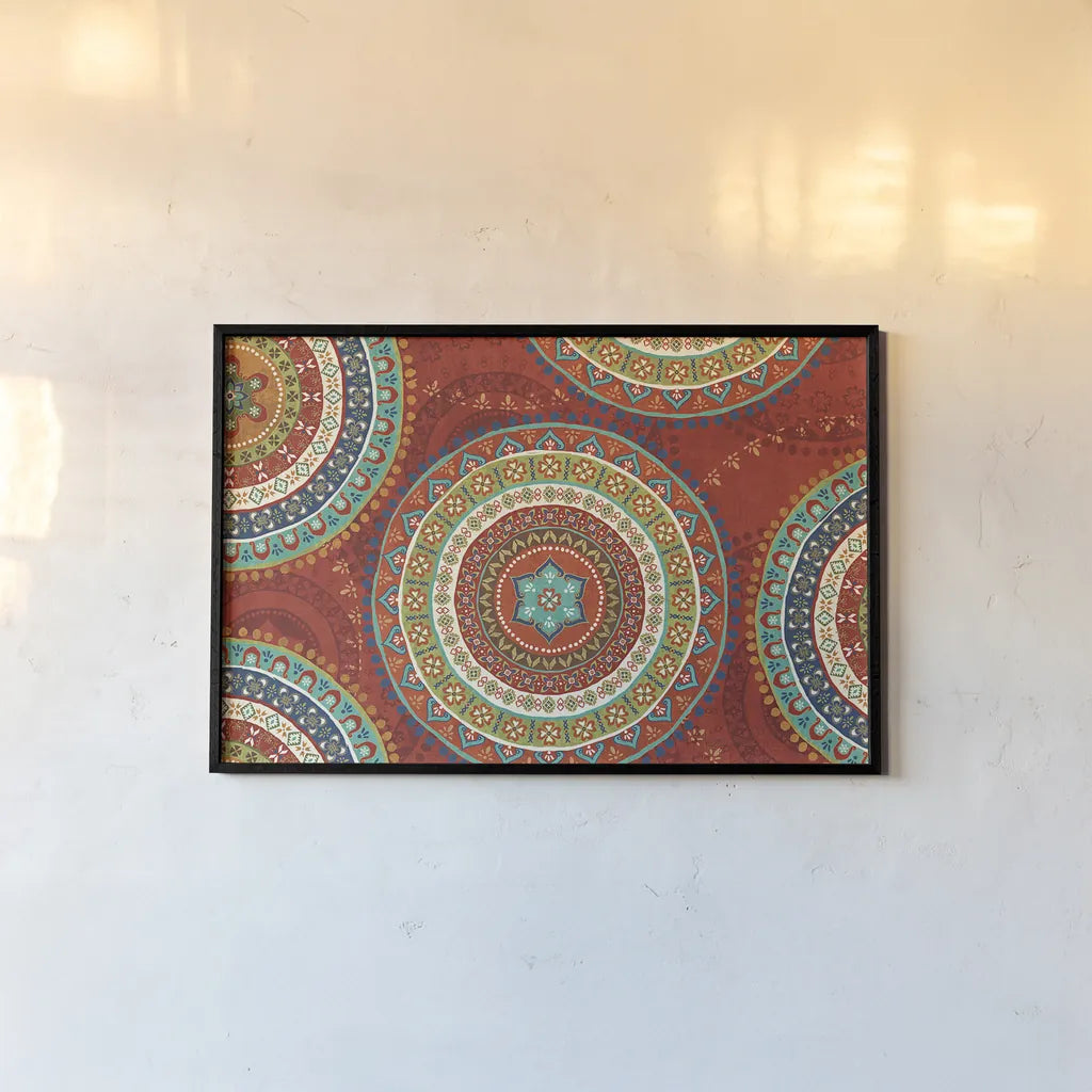 Mexican Fiesta VII by Veronique Charron. shown as a paper print in a black flame. Available as a archival giclee rolled canvas, fine art paper, or poster print. SKU 24172i.