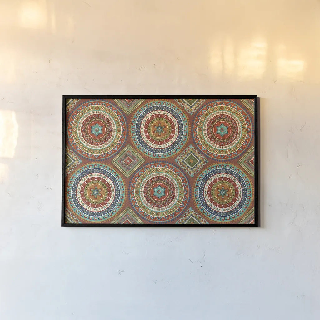 Mexican Fiesta X by Veronique Charron. shown as a paper print in a black flame. Available as a archival giclee rolled canvas, fine art paper, or poster print. SKU 24953i.