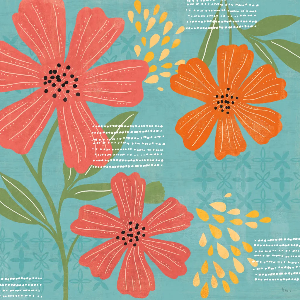 Mod Floral II by Veronique Charron. SKU 75311a. Archival Giclee Fine art print for wall decor.