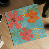 Mod Floral II by Veronique Charron. Shown as a detailed flat fine art print, highlighting archival giclee quality. Available as an archival giclee rolled canvas, fine art paper, or poster print. SKU 75311a.