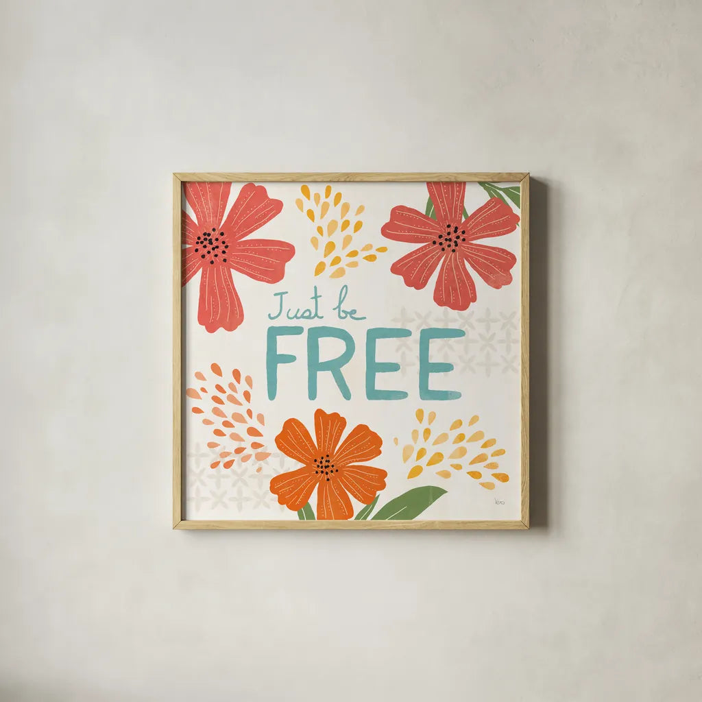 Mod Floral IV No Lines by Veronique Charron. Shown in a natural wood glass frame for a timeless modern aesthetic. Available as an archival giclee rolled canvas, fine art paper, or poster print. SKU 75752a.