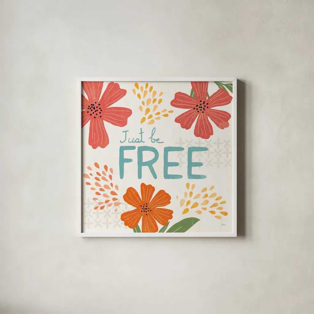 Mod Floral IV No Lines by Veronique Charron. Shown in a crisp white glass frame for a clean and minimalist style. Available as an archival giclee rolled canvas, fine art paper, or poster print. SKU 75752a.