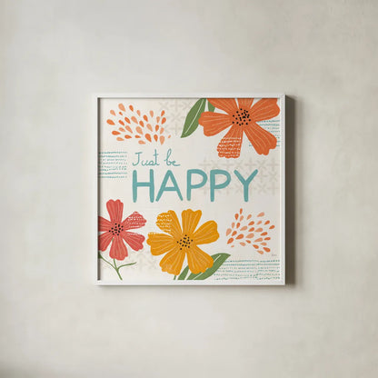 Mod Floral V by Veronique Charron. Shown in a crisp white glass frame for a clean and minimalist style. Available as an archival giclee rolled canvas, fine art paper, or poster print. SKU 75314a.