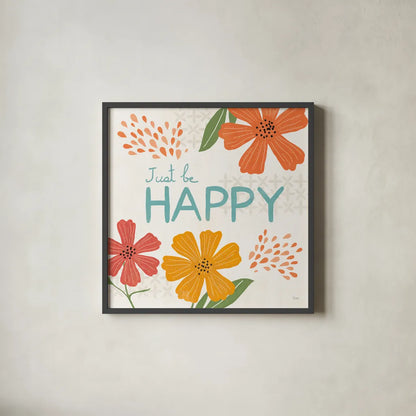 Mod Floral V No Lines by Veronique Charron. Shown in a sleek black glass frame for a contemporary gallery look. Available as an archival giclee rolled canvas, fine art paper, or poster print. SKU 75753a.