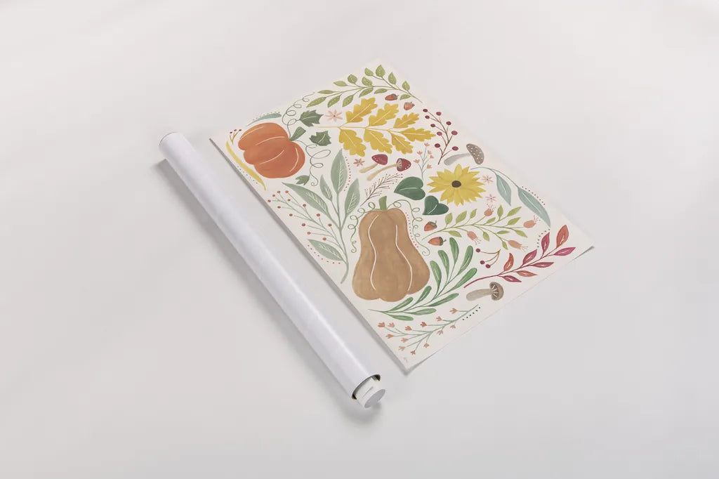 Mod Harvest I by Veronique Charron. shown as a rolled paper print. Available as archival giclee rolled canvas, fine art paper, or poster print. SKU 90067i.