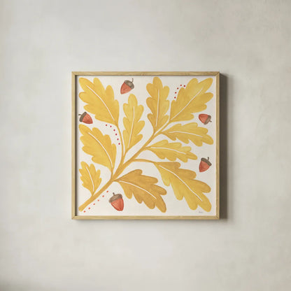 Mod Harvest VII by Veronique Charron. Shown in a natural wood glass frame for a timeless modern aesthetic. Available as an archival giclee rolled canvas, fine art paper, or poster print. SKU 90073a.