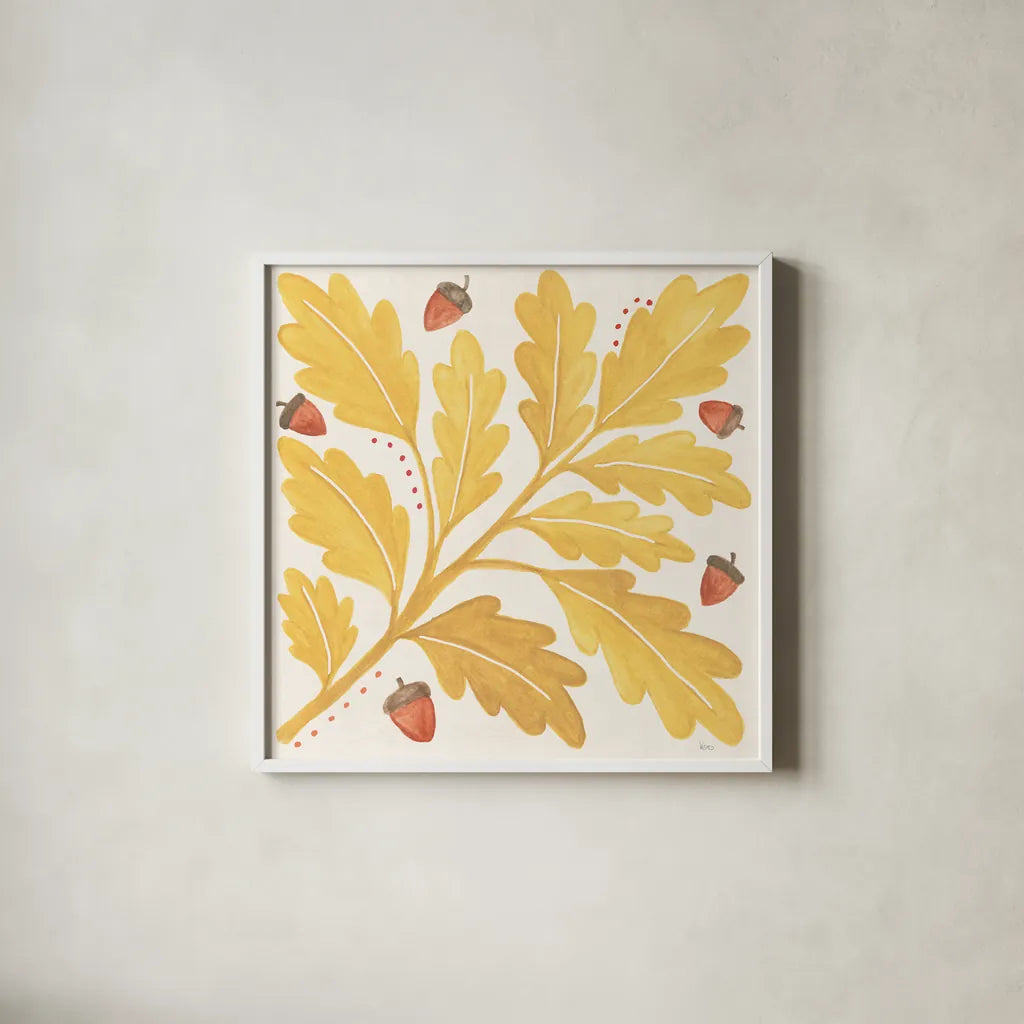 Mod Harvest VII by Veronique Charron. Shown in a crisp white glass frame for a clean and minimalist style. Available as an archival giclee rolled canvas, fine art paper, or poster print. SKU 90073a.