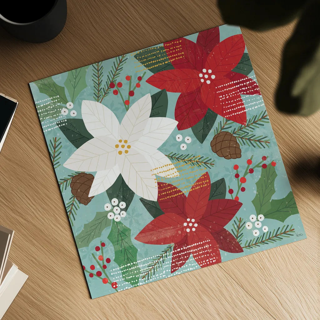 Mod Holiday II by Veronique Charron. Shown as a detailed flat fine art print, highlighting archival giclee quality. Available as an archival giclee rolled canvas, fine art paper, or poster print. SKU 78152a.