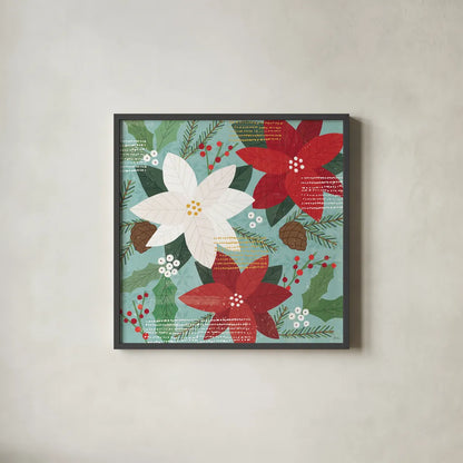 Mod Holiday II by Veronique Charron. Shown in a sleek black glass frame for a contemporary gallery look. Available as an archival giclee rolled canvas, fine art paper, or poster print. SKU 78152a.