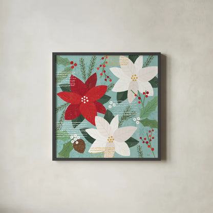 Mod Holiday III by Veronique Charron. Shown in a sleek black glass frame for a contemporary gallery look. Available as an archival giclee rolled canvas, fine art paper, or poster print. SKU 78153a.