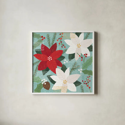 Mod Holiday III by Veronique Charron. Shown in a crisp white glass frame for a clean and minimalist style. Available as an archival giclee rolled canvas, fine art paper, or poster print. SKU 78153a.