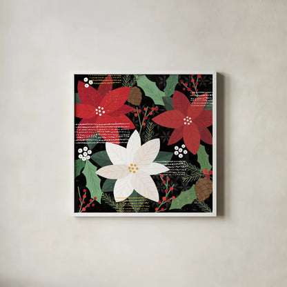 Mod Holiday V by Veronique Charron. Shown in a crisp white glass frame for a clean and minimalist style. Available as an archival giclee rolled canvas, fine art paper, or poster print. SKU 78155a.