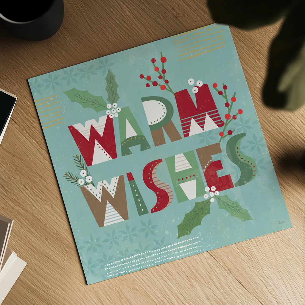 Mod Holiday VI by Veronique Charron. Shown as a detailed flat fine art print, highlighting archival giclee quality. Available as an archival giclee rolled canvas, fine art paper, or poster print. SKU 78156a.