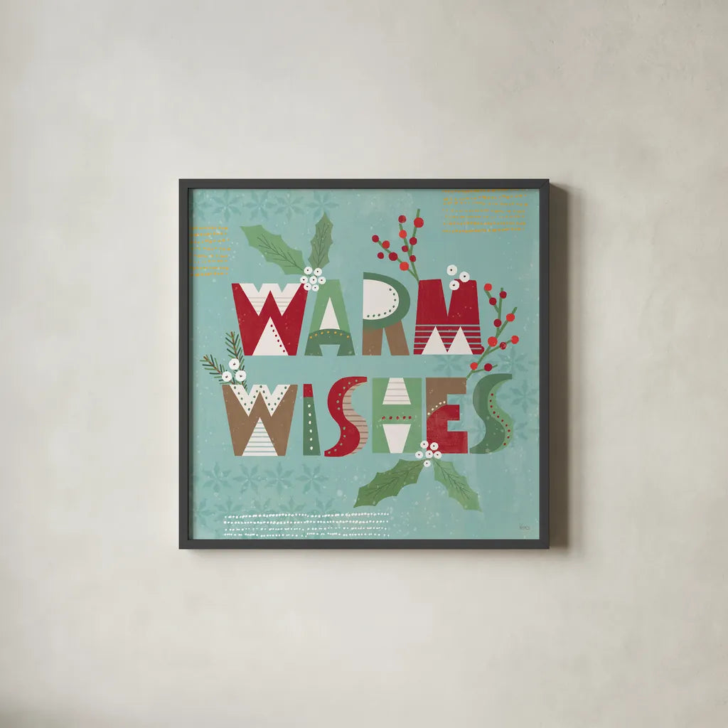 Mod Holiday VI by Veronique Charron. Shown in a sleek black glass frame for a contemporary gallery look. Available as an archival giclee rolled canvas, fine art paper, or poster print. SKU 78156a.