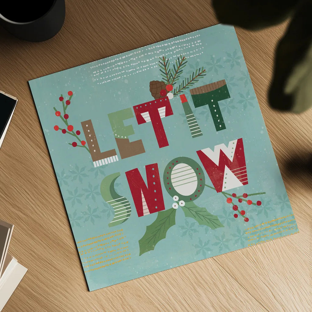 Mod Holiday VII by Veronique Charron. Shown as a detailed flat fine art print, highlighting archival giclee quality. Available as an archival giclee rolled canvas, fine art paper, or poster print. SKU 78157a.