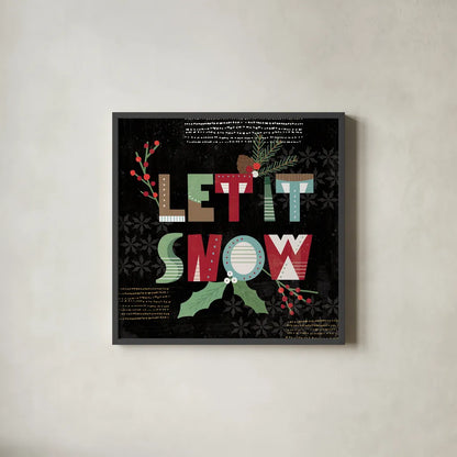 Mod Holiday VII Dark by Veronique Charron. Shown in a sleek black glass frame for a contemporary gallery look. Available as an archival giclee rolled canvas, fine art paper, or poster print. SKU 78160a.