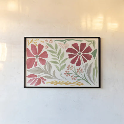 Modern Petals I by Veronique Charron. shown as a paper print in a black flame. Available as a archival giclee rolled canvas, fine art paper, or poster print. SKU 89105i.