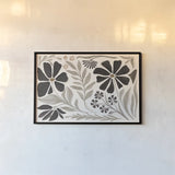 Modern Petals I Neutral by Veronique Charron. shown as a paper print in a black flame. Available as a archival giclee rolled canvas, fine art paper, or poster print. SKU 89112i.