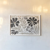 Modern Petals I Neutral by Veronique Charron. shown as a paper print in a white frame. Available as a archival giclee rolled canvas, fine art paper, or poster print. SKU 89112i.