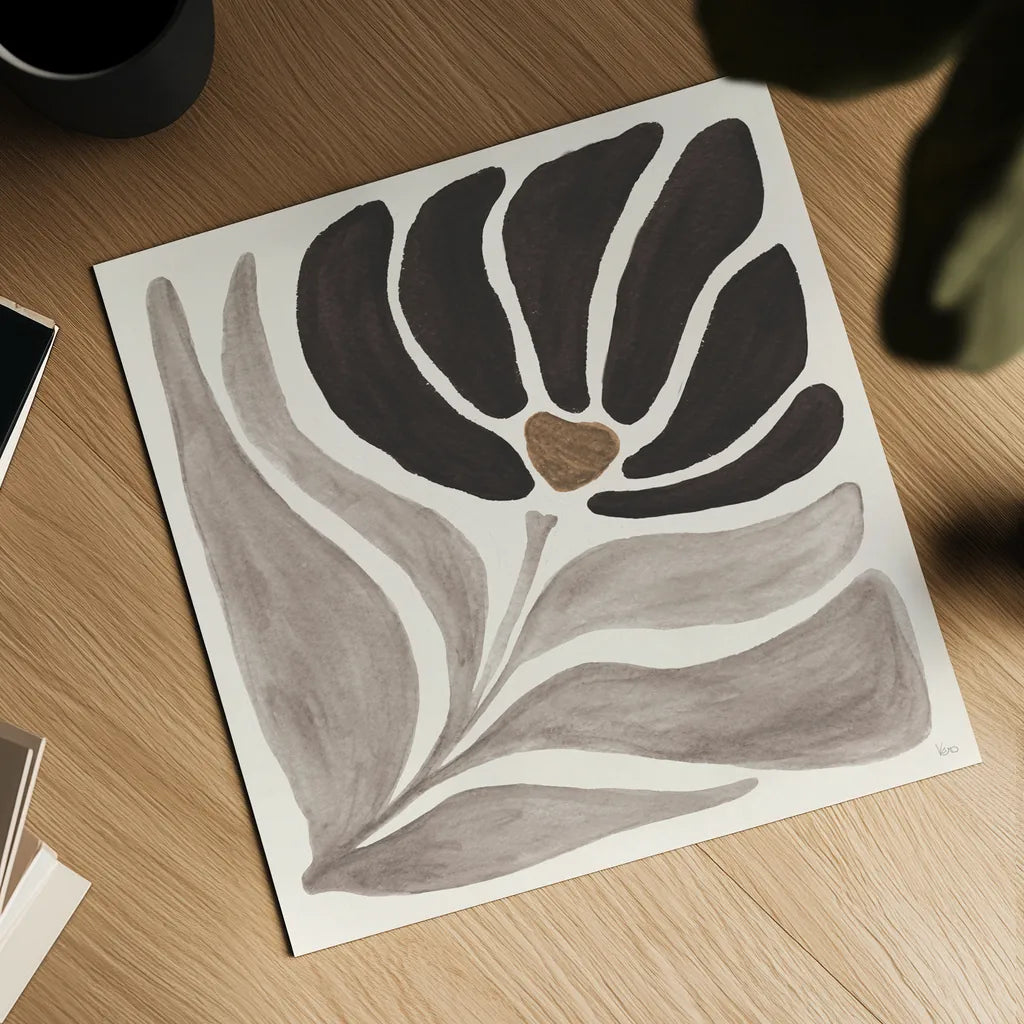 Modern Petals IV Neutral by Veronique Charron. Shown as a detailed flat fine art print, highlighting archival giclee quality. Available as an archival giclee rolled canvas, fine art paper, or poster print. SKU 89115a.