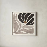 Modern Petals IV Neutral by Veronique Charron. Shown in a crisp white glass frame for a clean and minimalist style. Available as an archival giclee rolled canvas, fine art paper, or poster print. SKU 89115a.