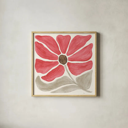 Modern Petals V by Veronique Charron. Shown in a natural wood glass frame for a timeless modern aesthetic. Available as an archival giclee rolled canvas, fine art paper, or poster print. SKU 89109a.