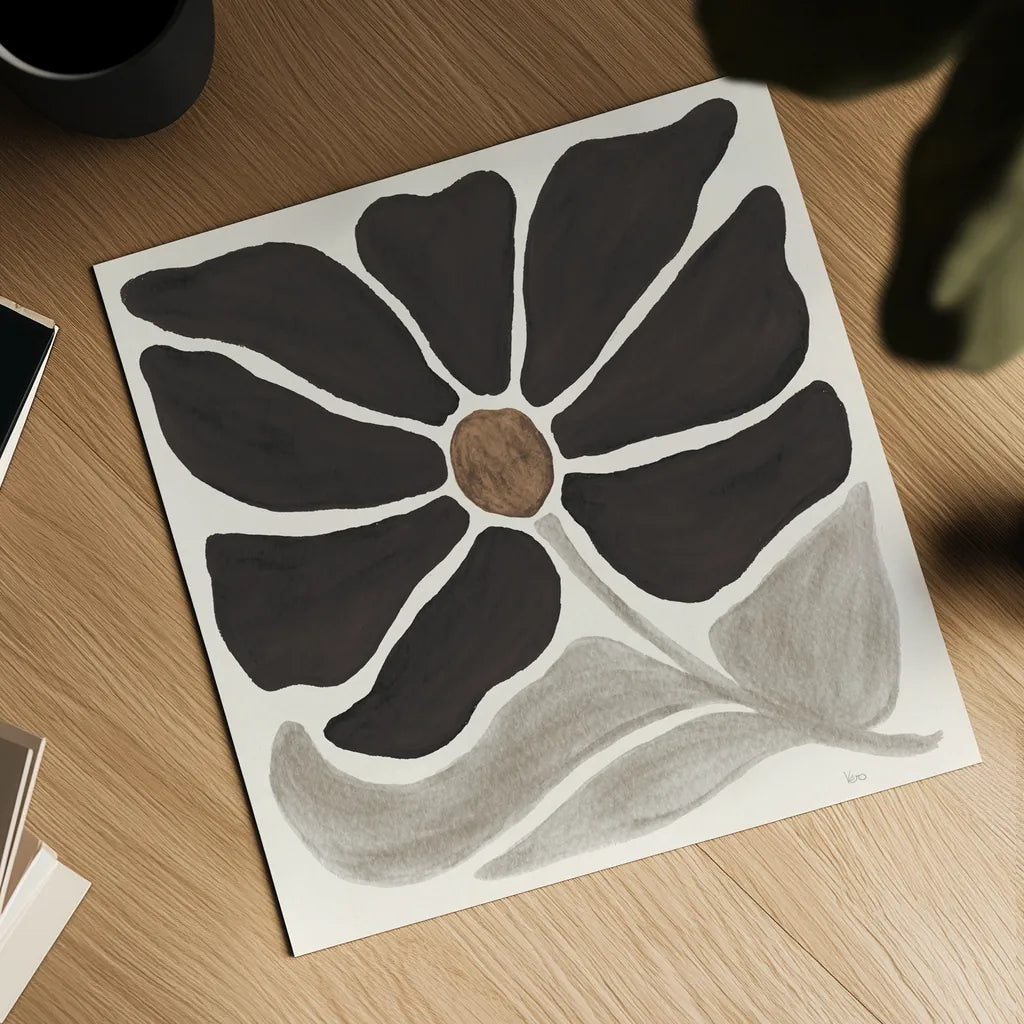 Modern Petals V Neutral by Veronique Charron. Shown as a detailed flat fine art print, highlighting archival giclee quality. Available as an archival giclee rolled canvas, fine art paper, or poster print. SKU 89116a.